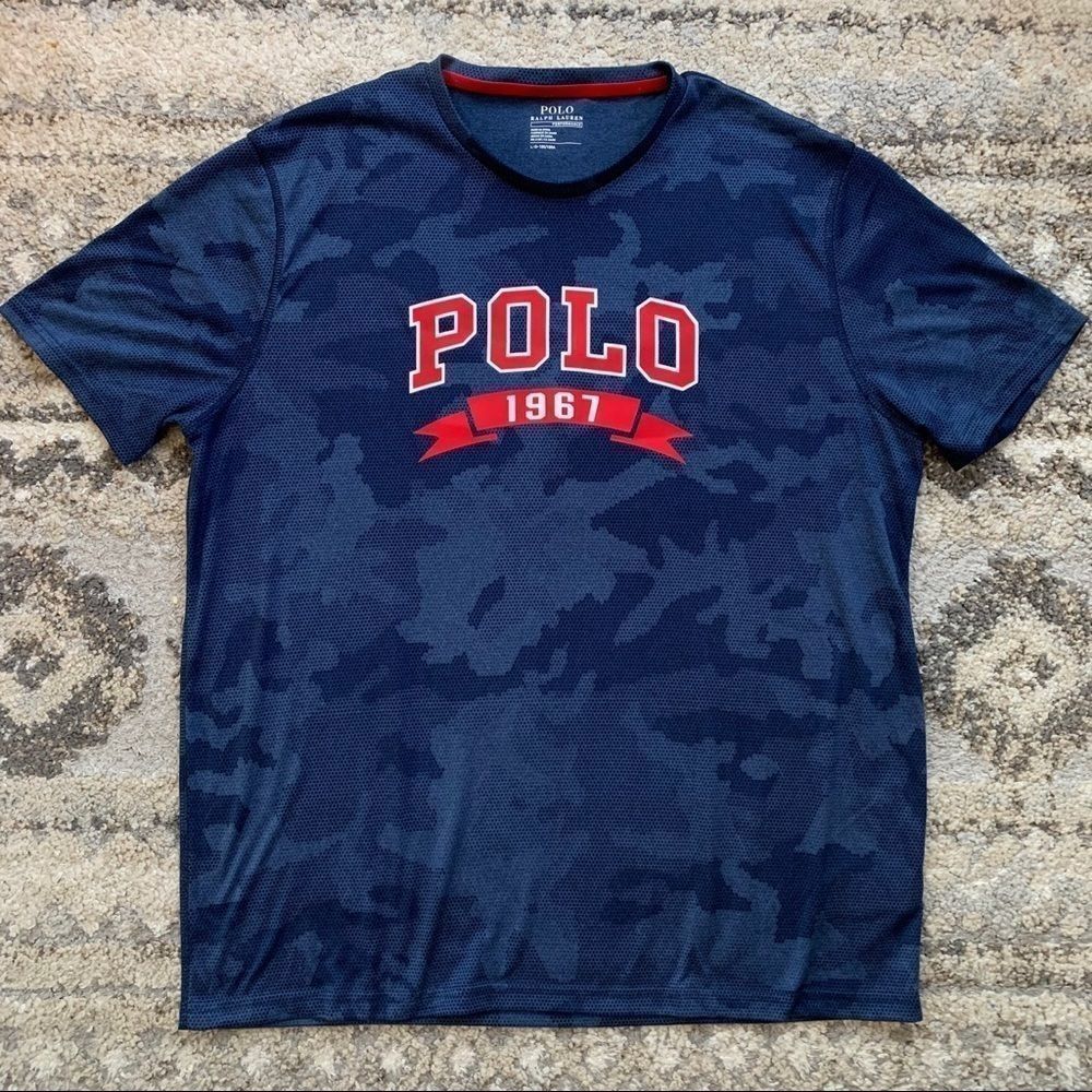 Polo Ralph Lauren Blue Camo Performance Short Sleeve Shirt Large